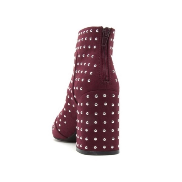 ❤ WINE AVE. SUEDE STUD ANKLE BOOTS - WINE - Picture 5 of 6
